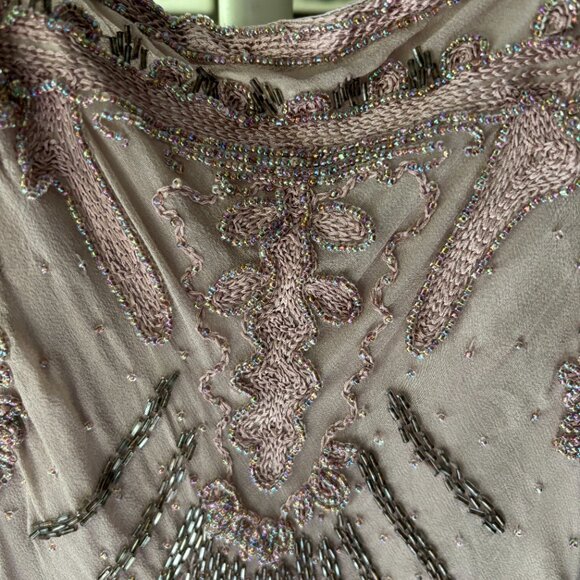 TwentyOne Blush Beaded Sequin Art Deco Slip Dress - Picture 12 of 12
